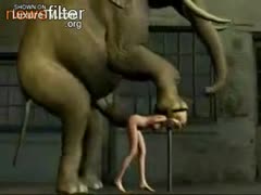 This animated clip shows a helpless, slender, legal-age teen getting fucked by an elephant.